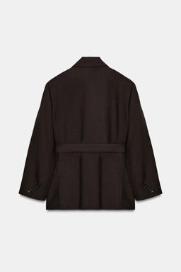 ZW COLLECTION LIMITED EDITION 100% WOOL BELTED BLAZER - Zara фото 7