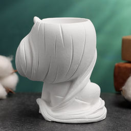 Декоративное кашпо для цветов Девушка с длинными волосами, 6?8?9 см, гипс, белое - Хорошие сувениры фото 3