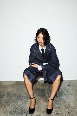TRF DENIM SHORT TRENCH COAT