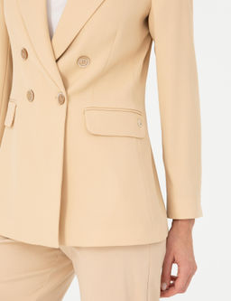 Bej Kruvaze Slim Fit Ceket