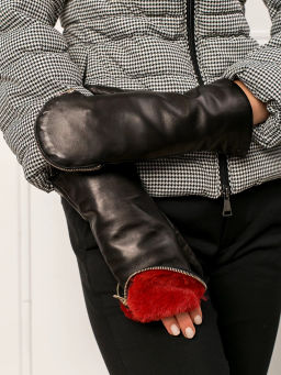 Рукавицы женские н/м крол IS129 black - Eleganzza фото 4