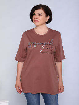 Б0771 Футболка женская кулирка коричневый