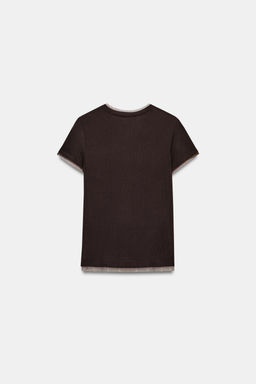 CAMISETA COMBINADA TUL / Marr?n chocolate - Zara фото 6