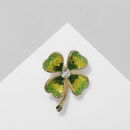 Брошь Клевер друза, цвет светло-зелёный в золоте - Queen fair фото 2