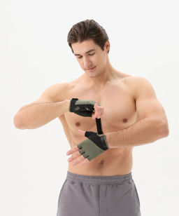 Перчатки для фитнеса STARFIT WG-204, черный/хаки  фото 6