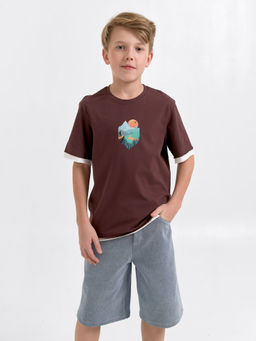 Футболка с контрастной отделкой Шоколад с принтом 7+ - Bungly фото 3