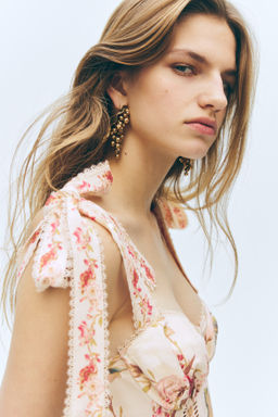 Vestido en mezcla de lino con tirantes de lazo - H&m фото 4