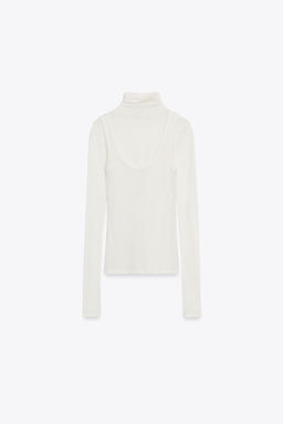 HIGH NECK LAYERED T-SHIRT - Zara фото 4
