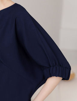 Свободная блузка с вырезом лодочка из плотного лиоцелла - Vilatte фото 2