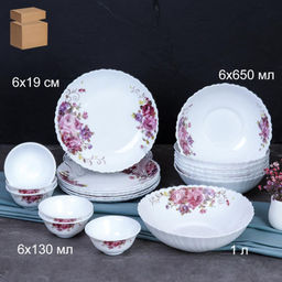 Столовый набор 19 предметов с глубокими розетками / 19/757840/XN (7065) /уп 2/C / серия Розовая композиция