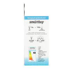 Цена за 2 шт. Лампа светодиодная Smartbuy, E27, A60, 13 Вт, 6000К, свечение холодное белое