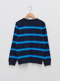 Bisiklet Yaka ?izgili Uzun Kollu Erkek ?ocuk ?nce Triko Kazak - Waikiki фото 2