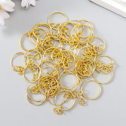 Основа для брелока кольцо металл с цепочкой, золото 1.8×1.8 см, набор 40 шт.