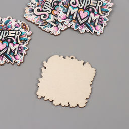 Декор для творчества дерево «Супер мама», набор 5 шт., 4.3×4.1×0.3 см