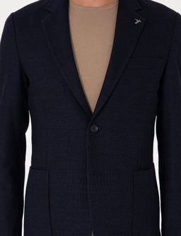Lacivert Slim Fit Y_n Keten Kar___ml_ Ceket