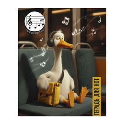 Тетрадь для нот для младших классов 24 л. арт. 73214 ГУСЬ В НАУШНИКАХ /А5+, белый офсет, мягкий пере