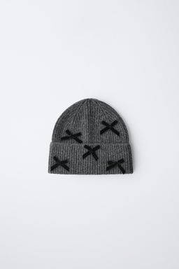 VELVET BOW KNIT BEANIE