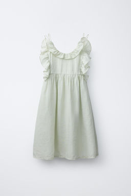 VESTIDO VOLANTES 100% RAMIO / Verde pastel - Zara фото 2