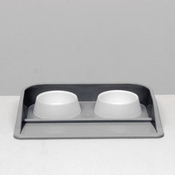 Миски с лотком Феликс 0,3 л, 41 x 30 x 6 см, серый лоток, белые миски - Пижон фото 2