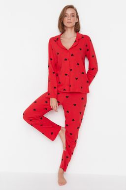 Trendyolmilla Lacivert %100 Pamuklu Kalpli Orme Pijama Tak?m? THMAW21PT0548 фото 2
