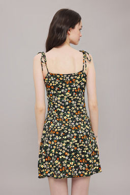 Mavi Cicek Bask?l? Burumcuk Ask?l? Skater/Belden Ac?lan Mini Orme Elbise TWOSS25EL00237 - Trendyolmilla фото 8