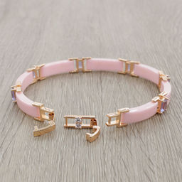 Браслет Лилу из розовой керамики с Александритом покрытие под золото - Agat77 фото 2