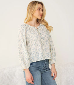 Блуза #КТ197 (1)-2, голубой, кремовый - Dommod фото 2