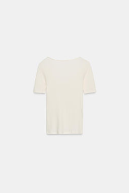 RIBBED LACE T-SHIRT - Zara фото 10