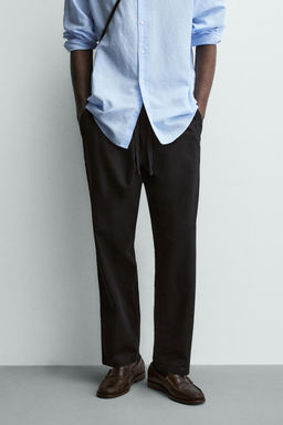 PANTAL?N RELAXED FIT ALGOD?N - LINO / Negro - Zara фото 10
