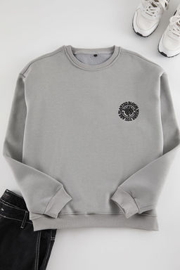TRENDYOL MAN Kahverengi Oversize/Genis Kesim Cicek Nak?s Ici Polar/S?cak Tutan Pamuk Sweatshirt TMNAW24SW00012 - Trendyolmilla фото 45