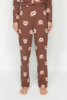 Trendyolmilla Ekru %100 Pamuklu Ay?c?kl? Gomlek-Pantolon Orme Pijama Tak?m? THMAW24PT00002 фото 5