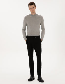 Siyah Slim Fit Kanvas Pantolon
