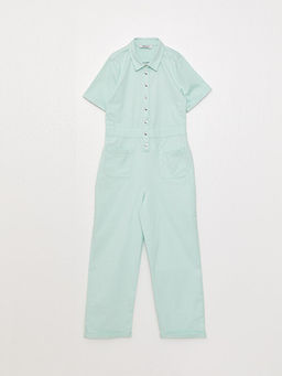 G?mlek Yaka Basic K?sa Kollu K?z ?ocuk Tulum