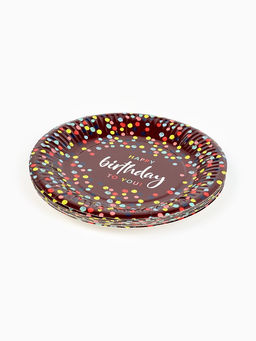 Цена за 10 шт. Тарелка одноразовая бумажная «Happy Birthday», конфетти, 18 см
