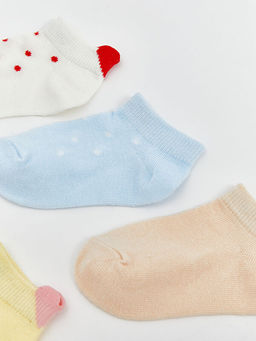 Bask?l? K?z Bebek Patik ?orap 5li