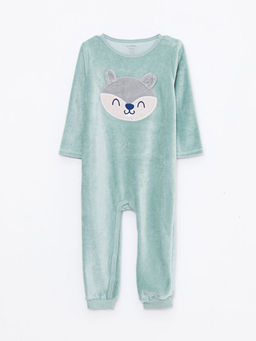 Bisiklet Yaka Uzun Kollu Nak?? Detayl? Erkek Bebek Kadife Tulum