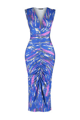 TRENDYOLMILLA Siyah Fitted/Vucuda Oturan Buzgu Detayl? Midi Esnek Orme Kalem Elbise TWOSS23EL00751 фото 38