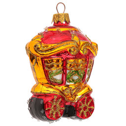 Елочная игрушка фигурка стеклянная Сказочная карета h10,5см, ручная художественная роспись, подарочная упаковка (Россия) - Домашняя мода фото 2