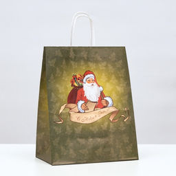 Цена за 5 шт. Пакет крафт Дед мороз 22 х 12 х 27 см