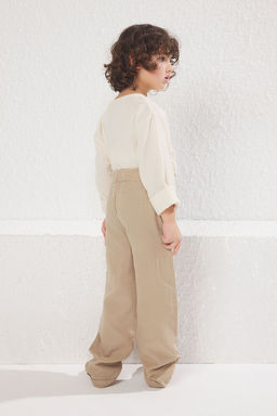 Bej Erkek Cocuk %100 Pamuk Balon Fit Beli Lastikli Dokuma Pantolon TKDSS25PL00006 - Trendyolmilla фото 3