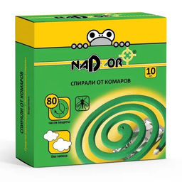 Спирали от комаров без запаха/малодымные по 10 шт NADZOR/60уп (зеленые) ISM004C