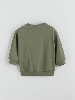 Bisiklet Yaka Bask?l? Erkek ?ocuk Sweatshirt