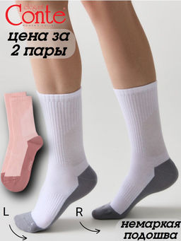 Цена за 2 пары Носки женские белый С УКАЗАТЕЛЯМИ - Conte elegant фото 2