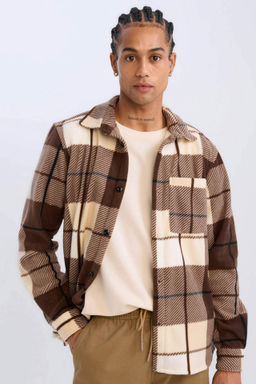 Regular Fit Kareli Polar Uzun Kollu Gomlek - Defacto фото 4
