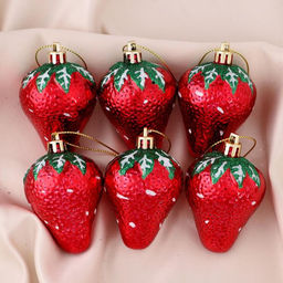 Ёлочные игрушки 6 шт. Клубничка 46 см, красный