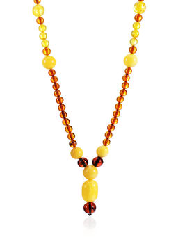 Бусы из натурального цельного янтаря разных оттенков Пекин