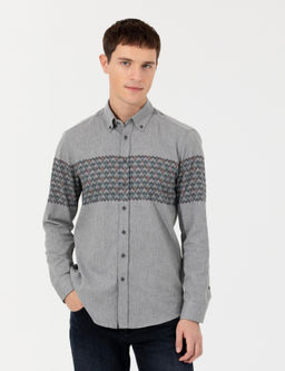 A__k Gri Slim Fit Uzun Kollu G_mlek