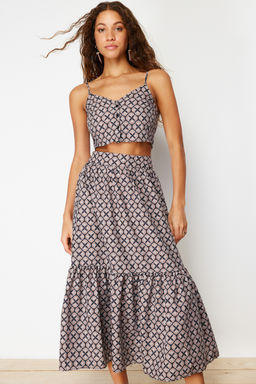 Cok Renkli Ask?l? Dugmeli Crop Dokuma Bluz TWOSS24BZ00163 - Trendyolmilla фото 2