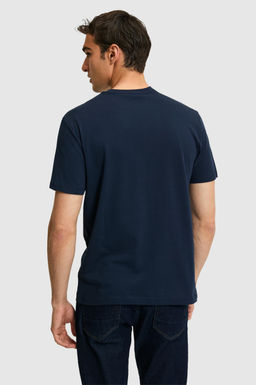 Erkek Regular Fit Bisiklet Yaka Lacivert Basic Ti__rt