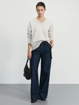 Джемпер с V-образным вырезом с добавлением шерсти / Zarina фото 2